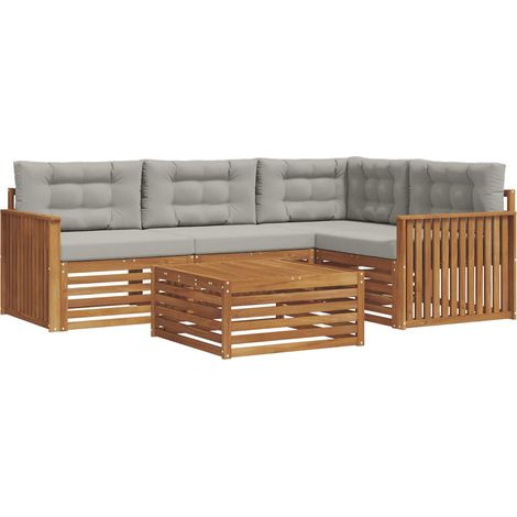 Conjunto de sofás de exterior 5 pcs Gris Natural y Claro vidaXL (1/5)