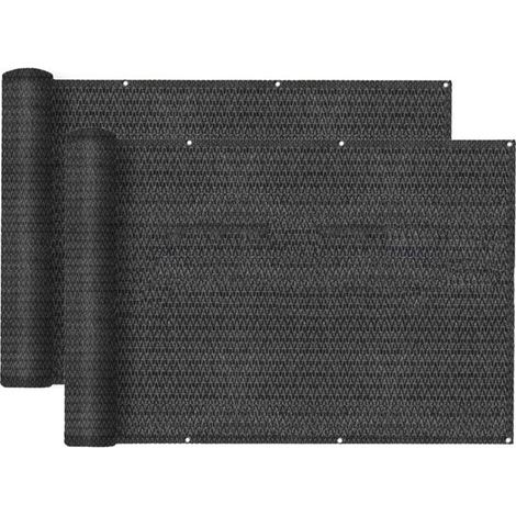 Brise-vue - JUANIO - Lot de 2 - 300 x 100 cm - HDPE haute densité - Noir