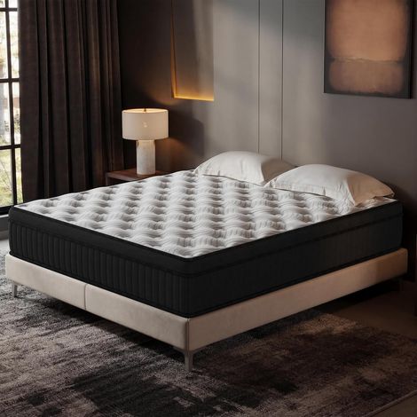 Matelas 160x200 cm, Épaisseur 25 cm, Hybride Mousse & Ressorts Ensachés, Memoire de Forme, 7 Zones de Confort, Durable & Respirant, Moyen-Ferme, Certifié Oeko-TEX (1/5)
