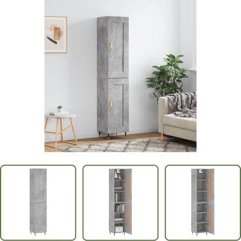 vidaXL Betonfarbe - Highboard Betongrau 34,5x34x180 cm Holzwerkstoff (1/5)