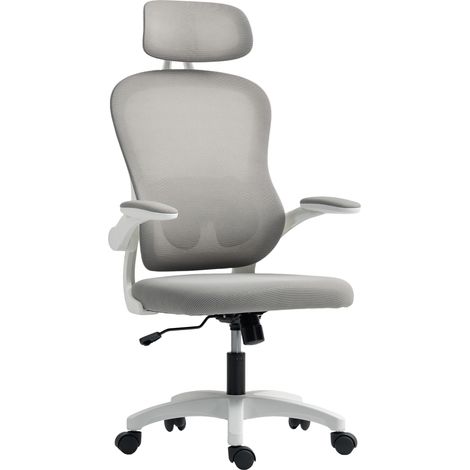Chaise bureau ergonomique Vanys soutien lombaire appui-tête réglable maille respirante gris (1/5)