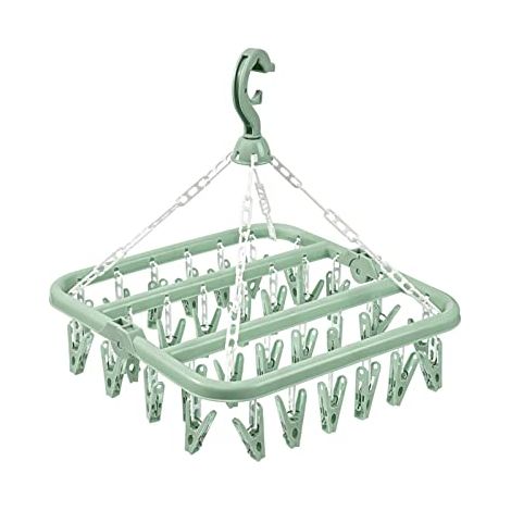 Etendoir Chaussette avec 32 Pinces Etendoir Linge Interieur Extérieur Suspendre, Sechoir a Linge Rotatif Pliant, pour Chaussettes, S (1/4)
