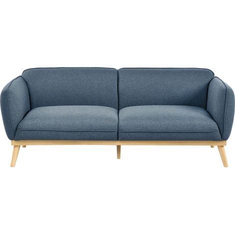 3 Seater Sofa Blue Fabric Easy Clean Wooden Tapered Legs Couch for Two Loveseat LJUNG