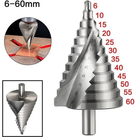 6 - 60 mm HSS Titanium fraiseuse et découpeuse, perceuse pas à pas, perceuse conique, perceuse à dénuder, foret
