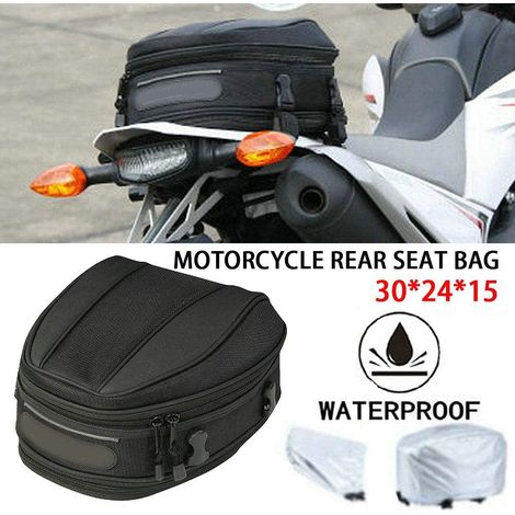 Sacoche Arrière Moto, Sac de Queue Universel, Bagagerie Moto pour Siège Passager, Lot de 2, Imperméable, Noir (1/4)