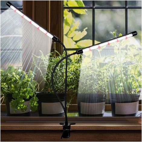 2 têtes Lampe pour Plantes,40LED Double luminosité Lampe de Plante en Croissance, Lampe LED Horticole, Auto - on/off 3/9/12H, Spectre Complet Lampe de Croissance pour Semis, Succulentes (1/4)