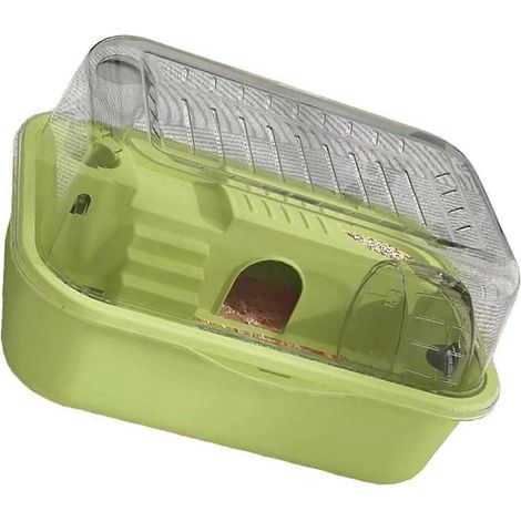 Cage transparente pour petits animaux avec roue silencieuse, plateforme d'activité amovible, verte (1/5)