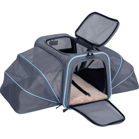 MINKUROW Transportín Extensible Para Perros Pequeños, Aprobado Por Aerolíneas, Suave, Portátil Y Lavable Con Dos Extensiones Para Gatitos, Cachorros, Conejos