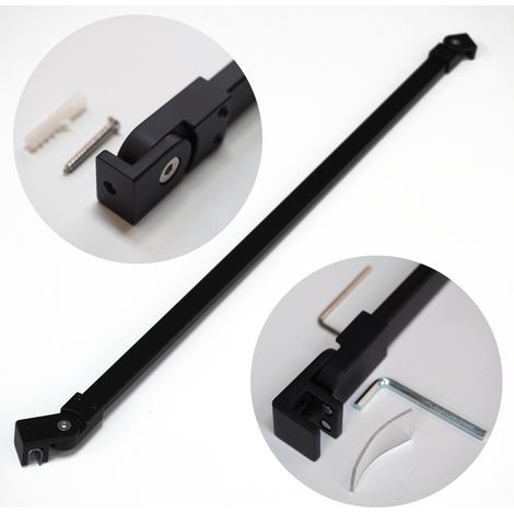 70 cm Stabilisationsstange für Duschwände Duschkabinen drehbar aus Edelstahl Eckig Schwarz matt (1/4)