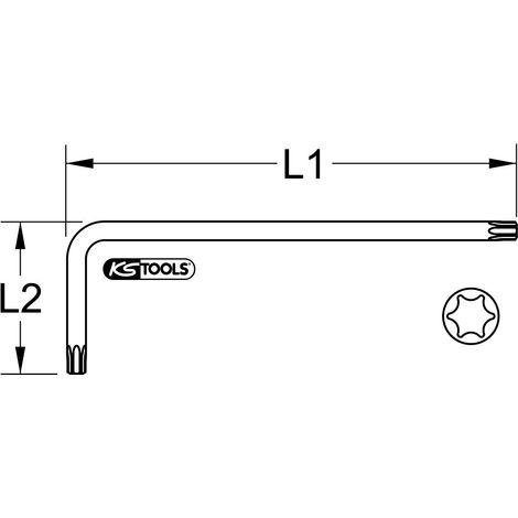Clé mâle coudée Torx à embout sphérique, XL, T60, turc