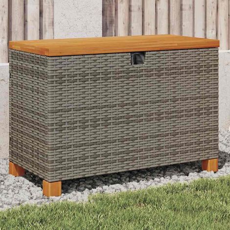 vidaXL Contenitore Giardino Grigio 80x40x48 cm Polyrattan Legno