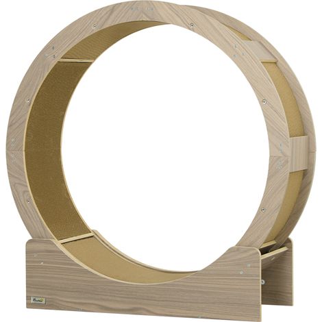 Roue d'exercice pour chat, 91 cm, avec frein, tapis à griffer, pour un chat en pleine forme, couleur noyer