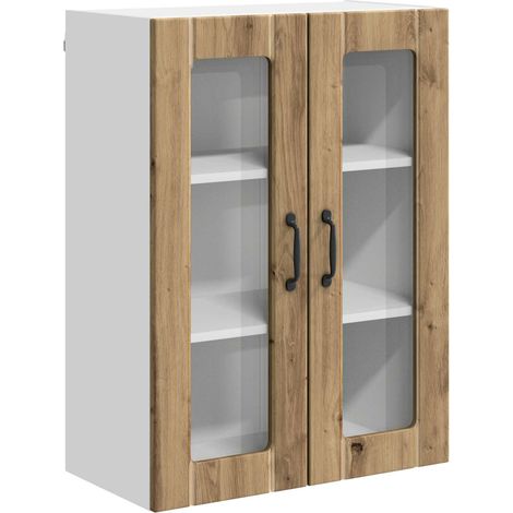 Maison Exclusive - Cabinet en verre mural LUCCA Chêne artisanal 60 x 31 x 80 cm (1/5)