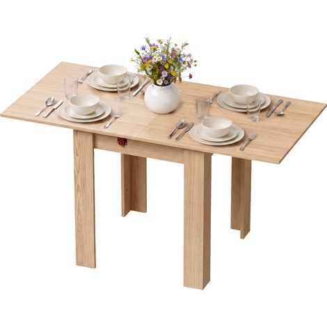 HOMCOM Tavolo da Cucina Pieghevole per 4 Persone, 140x70x77 cm, Rovere (1/5)