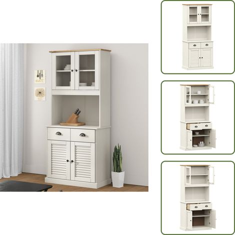 Buffet haut VIGO blanc 78x40x175 cm bois massif de pin - Buffet Design - Meuble Rangement - Armoire Blanche - Buffet Moderne - Mobilier Salon (1/5)