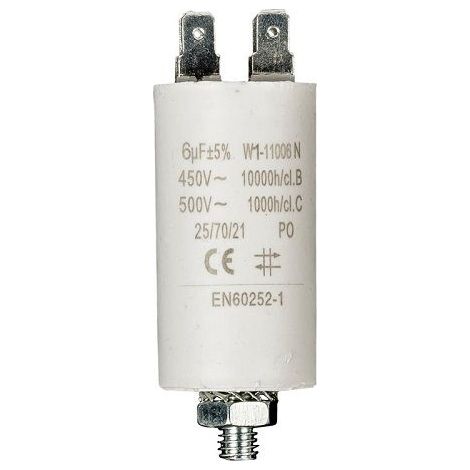 Condensador de arranque para motor electrico 450 VAC 6.0 uF Blanco (1/4)