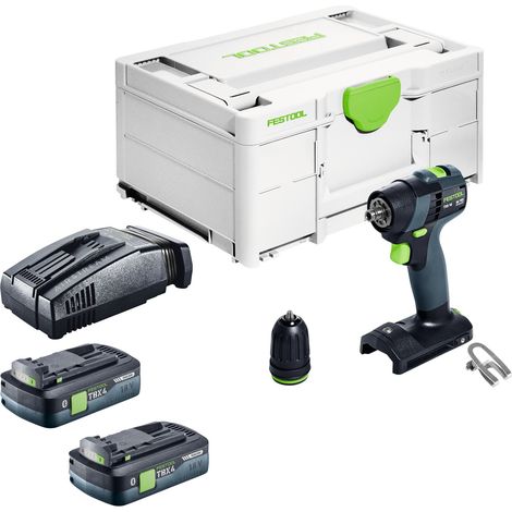 Perceuse-visseuse sans fil Festool TXS 18-Basic 18 V 40 Nm sans balais + 2 batteries 4,0 Ah + chargeur rapide + Systainer