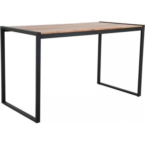 Table de bar industrielle (H)1050 x (L)1800 x (P)900 mm en bois d'acacia, acier poudré noir
