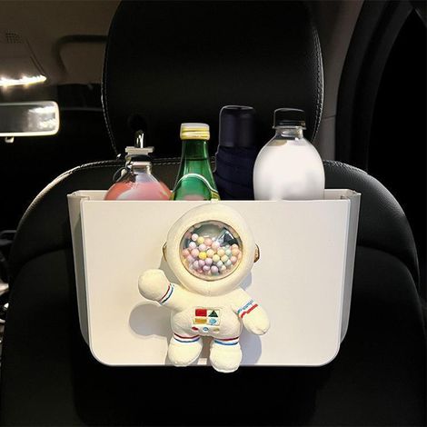 Porte-sac plastique pliable pour appui-tête auto, organiseur de dossier léger, poubelle suspendue astronaute (1/5)