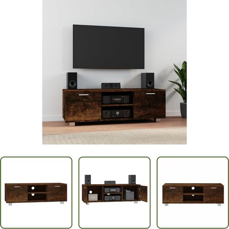 Rangement tv -  Meuble TV Chêne fumé 120x40,5x35 cm Bois d'ingénierie (1/5)