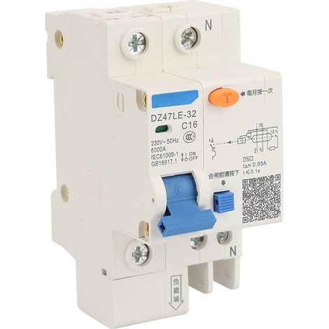 Disjoncteur de sécurité à protection contre les fuites à la terre DZ47LE 32 1P+N 16A 230V (16A) (1/5)