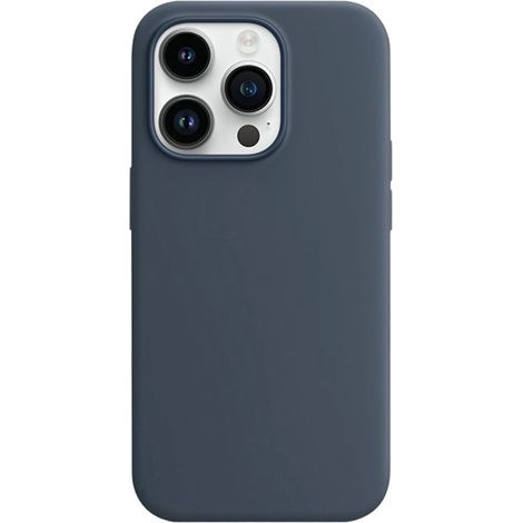 Coque en silicone liquide compatible avec iPhone 14 Pro, avec MagSafe, douce au toucher - Bleu orage (1/5)
