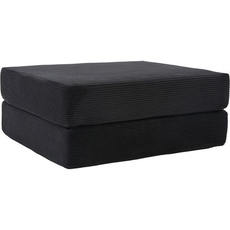 CAIziTabouret de compression en velours côtelé, coussin en mousse épaisse, noir (1/5)