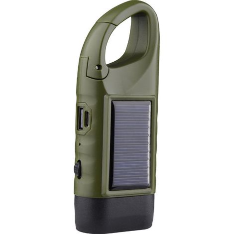 Lampe Torche Solaire, Lampe de Poche LED d’Urgence avec Mousqueton, Lampe Dynamo Manivelle Portable pour Plein Air Camping Pannes de Courant Cyclisme Équipement d'urgence (Vert) (1/5)