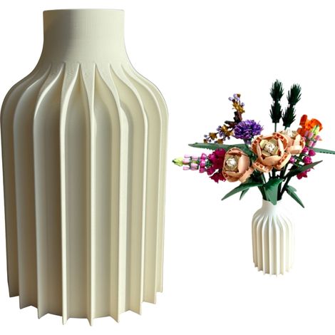 Vaso Lego per fiori, erba artificiale, decorativo, moderno, bianco, 17 cm (1/5)