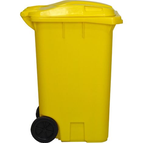 Contenedor de basura 240lts HDPE Amarillo con ruedas