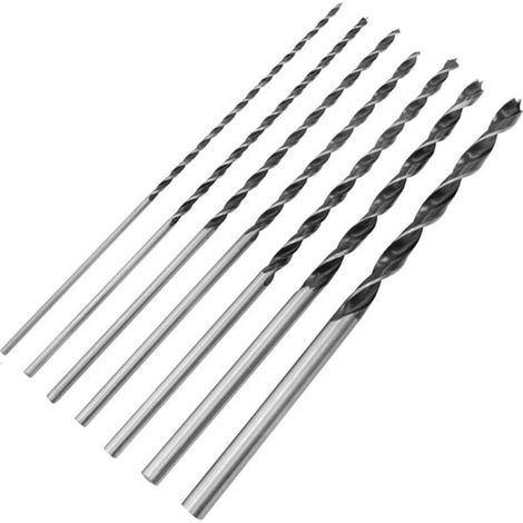 Set of 7 300mm wood drill bits, extra long carbon steel twist drill bits from 4 to 12mm, three-point twist drill bits (1/4)