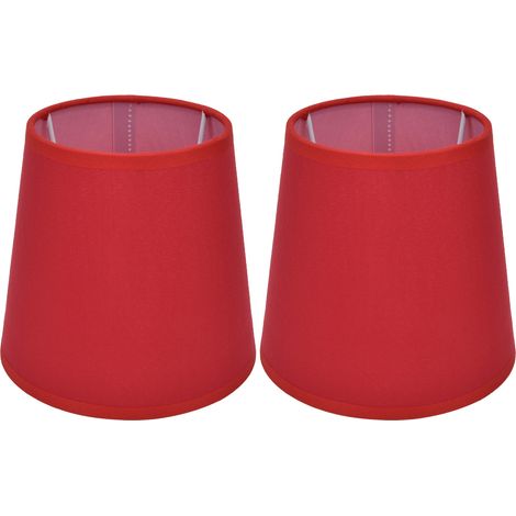 Lot de 2 abat-jour d'intérieur style européen en tissu pour lustre E14, lampe de table ou lampadaire PX16 rouge (1/5)