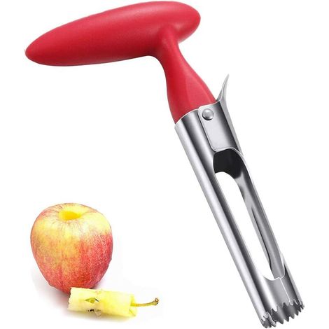 Tosatore mele, tosatore mele o pera in acciaio inox, tosatore mele con manico in ABS e lama seghettata in acciaio inox (rosso) (1/5)