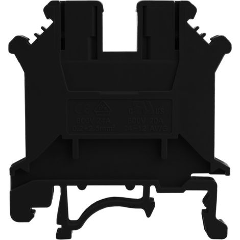 Connecteur traversant à vis noir 10 mm² pour rail TH35, 1 voie (1/4)