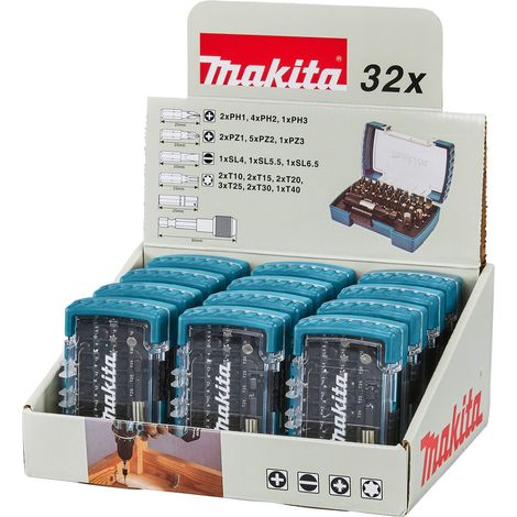 D-74762-12 Set di punte con 2 adattatori, 32 pz, (12 set in espositore)