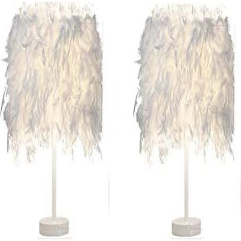 Luminaire Plume - Lampe de Chevet Table avec Douille E27 - Design Moderne pour Chambre Salon Bureau - Lot de 2