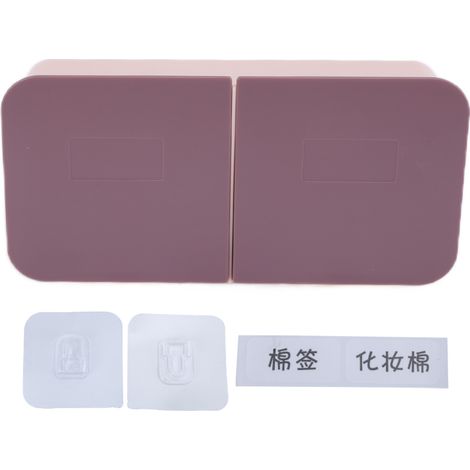 Beyamis Boîte à maquillage murale à rabat avec couvercle amovible et lavable, organisateur de coussinets en coton pour salle de bain, rose et violet (1/5)