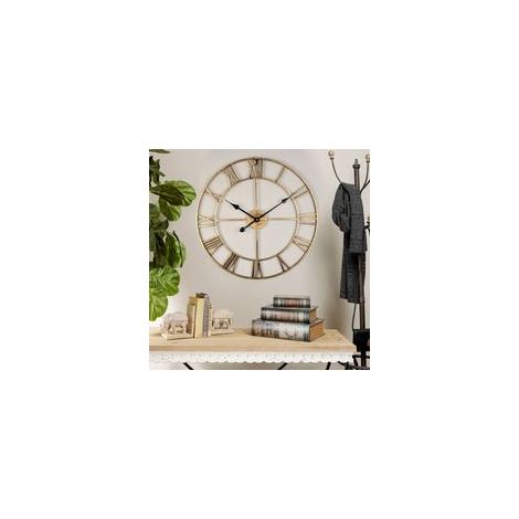 or Horloge murale vintage silencieuse en métal 40 cm – Chiffres romains – Décoration pour salon et chambre à coucher – Piles AA