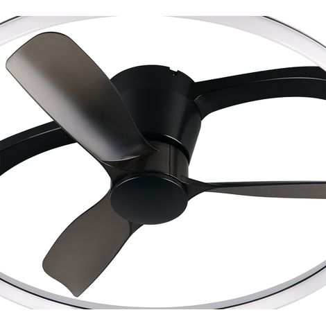 Plafonnier led ventilateur rgbw 37w 4500lm cct 2700 6500k 735cm noir mat telecommande ip20 - trio stockholm (1/4)