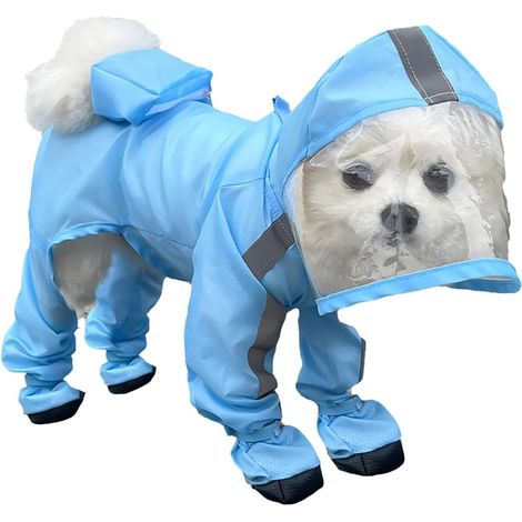 Ensemble imperméable intégral pour chien avec capuche, poncho imperméable réfléchissant à séchage rapide et chaussures pour chiens de petite, moyenne et grande taille (1/5)