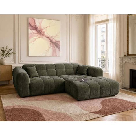 Lisa Design – Canapé d'angle droit 4 places en tissu texturé – Méridienne large 125 cm – Assise mousse haute densité 30kg/m3 – Style contemporain