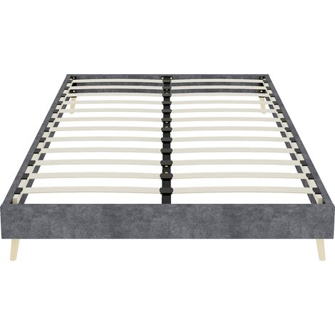 GagaCadre de lit 160x200 cm gris velours hollandais profil bas (1/5)