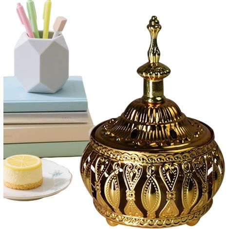 Brûleur d'Encens Encensoir Décoratif en Métal Style Arabe Brûleur d'Encens Décoratif Moyen-Oriental de Table pour Yoga Spa Bureau à Domicile Chambre Méditation Décoration d'Église (1/5)