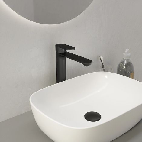 Miscelatore Lavabo Alto senza Scarico in Ottone Nero Opaco Mod. Kerry (1/5)