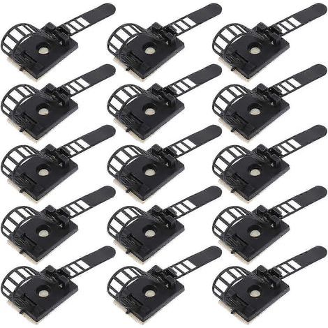 Attaches auto-adhésives à crochet pour câbles, 50 pièces, clips en plastique noir (1/5)