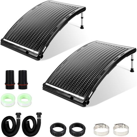 Randaco 2X Système de chauffage pour piscine - Magnifique Panneau de chauffage solaire de piscine courbé 110x65 cm