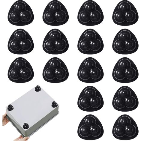 16 roulettes mini pour meubles, autocollantes et pivotantes à 360°, roulettes universelles pour déplacer facilement meubles et charges (noires)