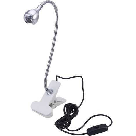 Lampe De Lecture - Bras Flexible Avec Pince - LED Blanc Clair - Pour Bureau Chevet Etude - 1 Pièce (1/5)