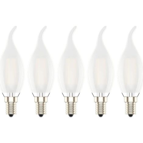 Dimmable 4W Ampoule LED E14 à Filament,Ampoules Flamme,30W Ampoules à incandescence équivalent, 2700K Blanc Chaud et 400LM, Verre Mat,Angle de Faisceau 360°,Lot de 5 (1/5)