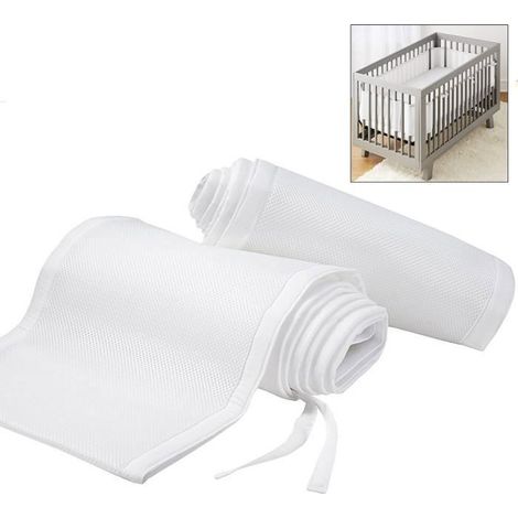 Tour De Lit Bébé Coussinets De Protection Pour Lit De Bébé, Pare-Chocs De Lit De Bébé En Maille Respirante Deco Pack Blanc YYV (1/4)
